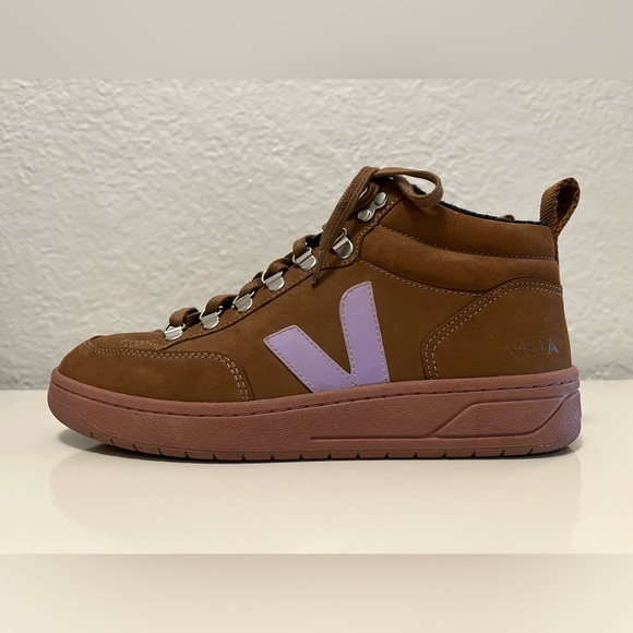 Veja Brown Lavande Roraima Nubuck High Top Sneakers 8 - Picture 3 of 5